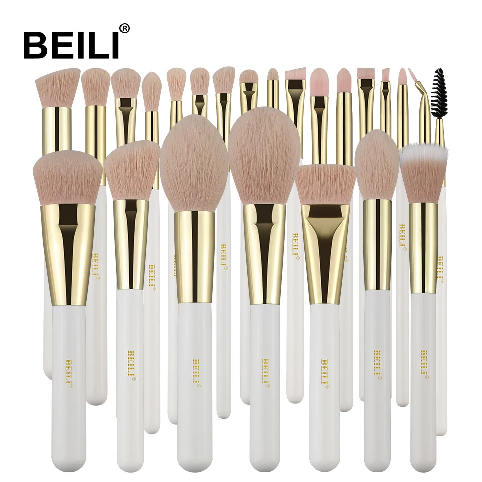 

BEILI 24pcs makeup brushes white for vegan high quality profession makeup brush set with pack manufacturers