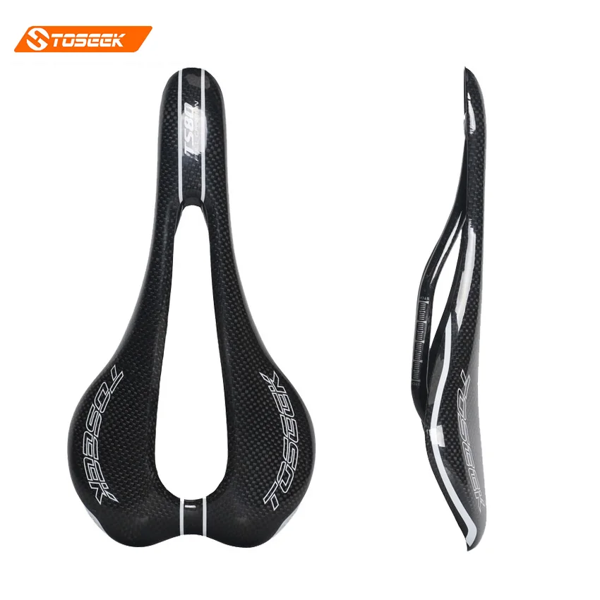 

2018 New TOSEEK full carbon fiber mountain bike saddle road bike saddle bicycle parts big hollow cushion 3K carbon Hollow saddle, Customized