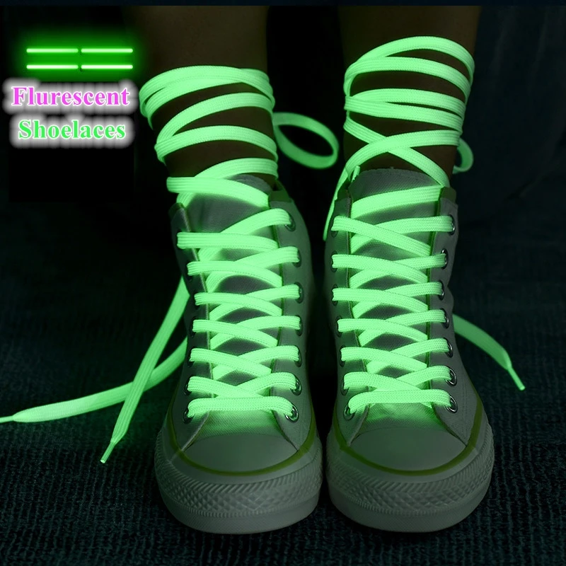 

Flat Sneakers Luminous Shoelaces Canvas Shoe Laces With Glowing In The Dark Colorful Fluorescent Shoelace With 80/100/120/140CM, 7 colors are optional