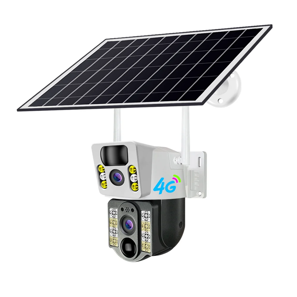 

4G Solar PIR PTZ Camera Dual Lens IP Network Technology IP Face Recognition Feature SD Card Data Storage 7.5W Solar Panel