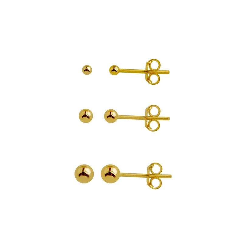 

S925 Sterling Silver Light Fashion All-match 2mm 3mm 4mm Ball Stud Earrings