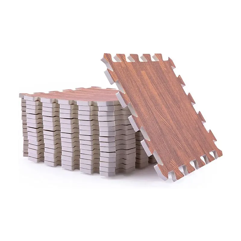 

24" Wood Grain Interlocking Foam Mat Wooden Pattern Joint Tiles Stitching Flooring for Livingroom Bedroom Home