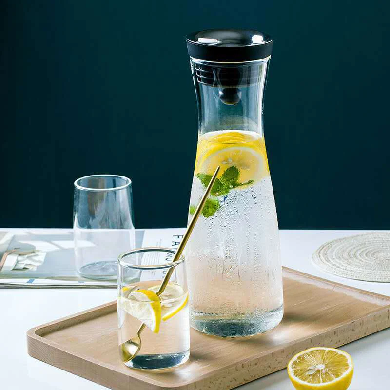 

1200ml Wholesale Glass Water Pitcher Drink Glass Carafe Drinking Water Glass Jug, Clear