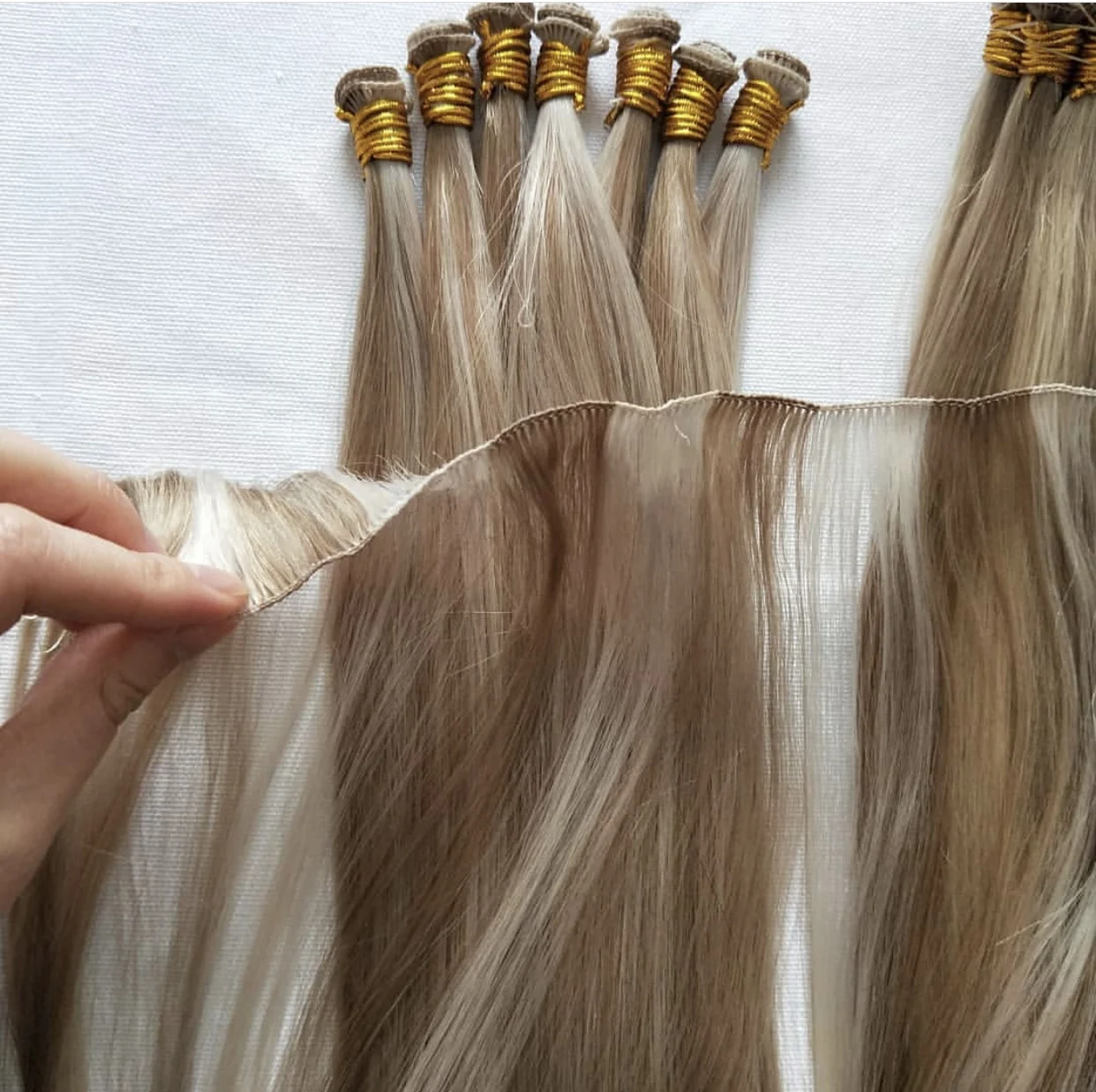 Soft and health luxury hand tied weft Unprocessed Virgin Cuticle Aligned Double Drawn best quality Human Hair extension