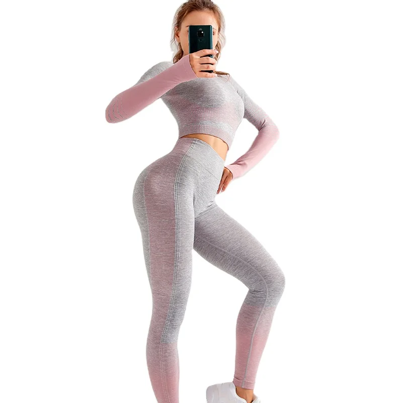 

Knitted hips stretch yoga apparel fitness hot sexy yoga clothes sportswear gym clothing sets, Grey,pink,orange