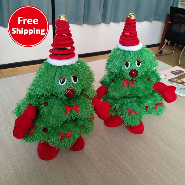 

Hot Selling High Quality Most Popular Electric Singing Christmas Tree Plush Toys Christmas Tree can sing and dance, Green
