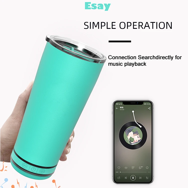 

Portable 6H listening to music time available outdoor speaker coffee cup