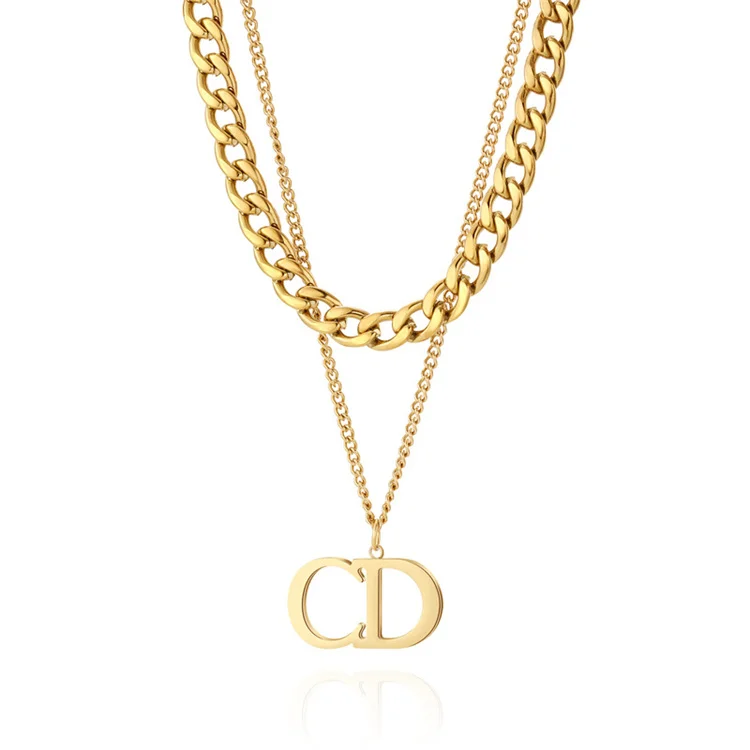 

No fade gold jewelry stainless steel custom name necklace miami cuban link chain necklaces