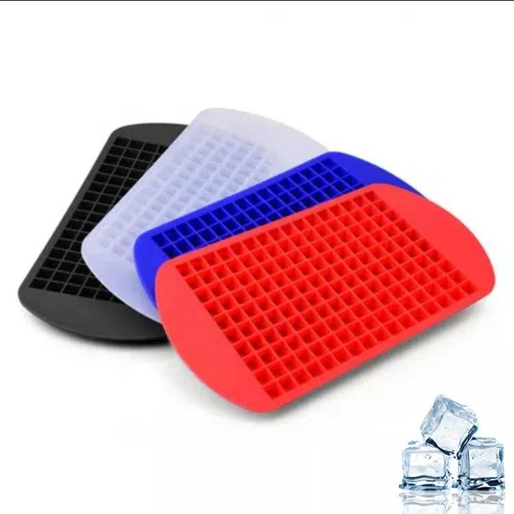 

160 Grids Mini Tiny Silicone Ice Cube Trays and Candy Grids Small Ice Maker Tiny Ice Cube Trays, Black,blue,white,red