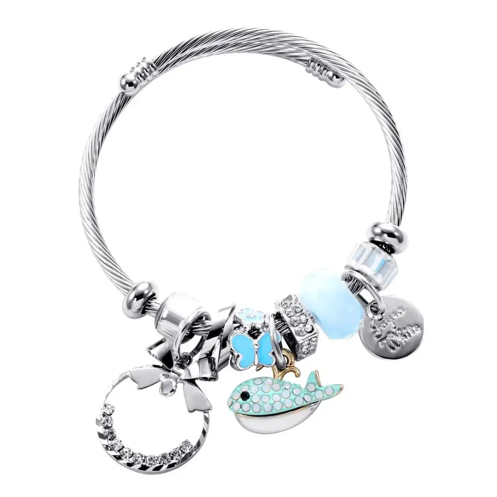 

Fashionable Jewelry Trendy Fish Charm Bracelet For Women Stocks Selling Accept Small Order Newest Stainless Steel Bracelet