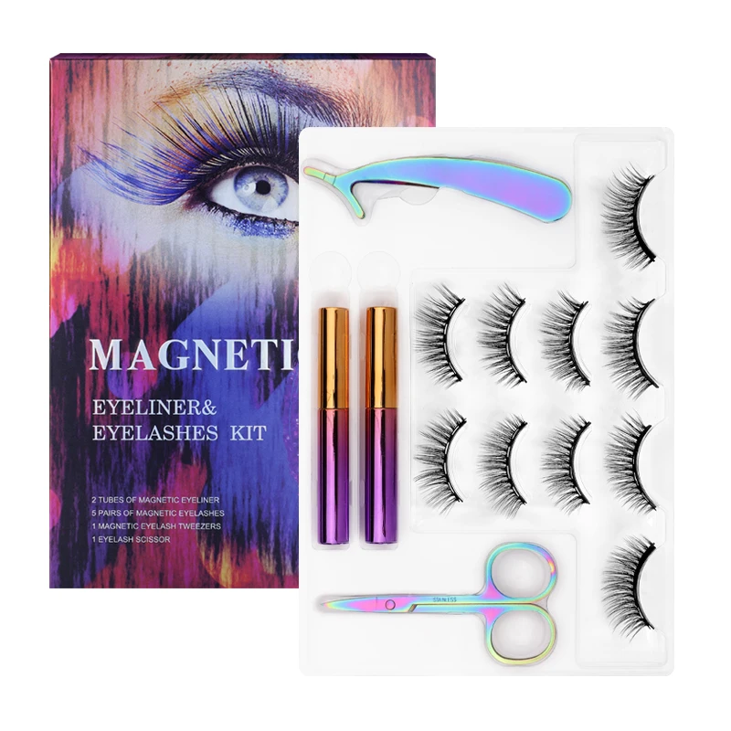 

Full strip lashes magnetic neodymium magnetic lashes with magnetic tools custom logo and packaging