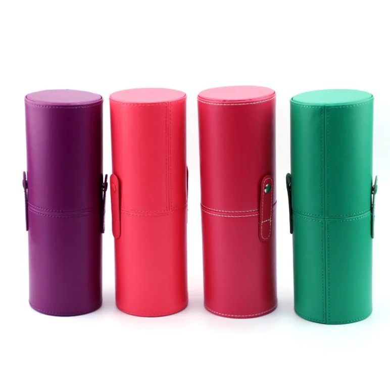 

leather material makeup brushes cylinder