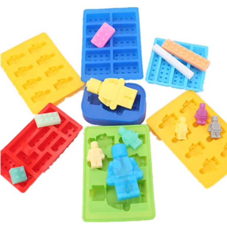 

W302 Building Blocks Lego Robot Chocolate Silicone Mold Ice Tray Mold, As picture