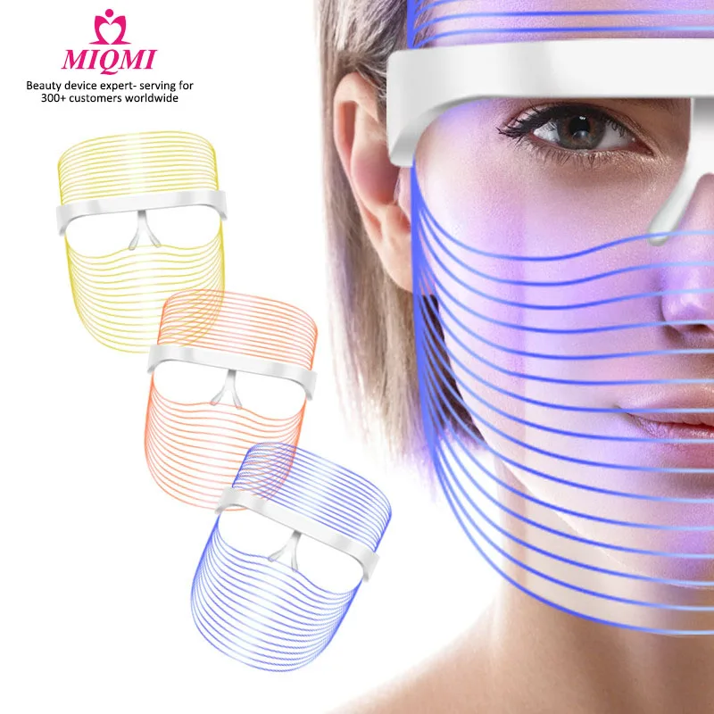 

MIQMI wireless beauty infrared led facial masks 3/7 colors home SPA rechargeable mascara led light photon pdt therapy face mask, White abs meterail