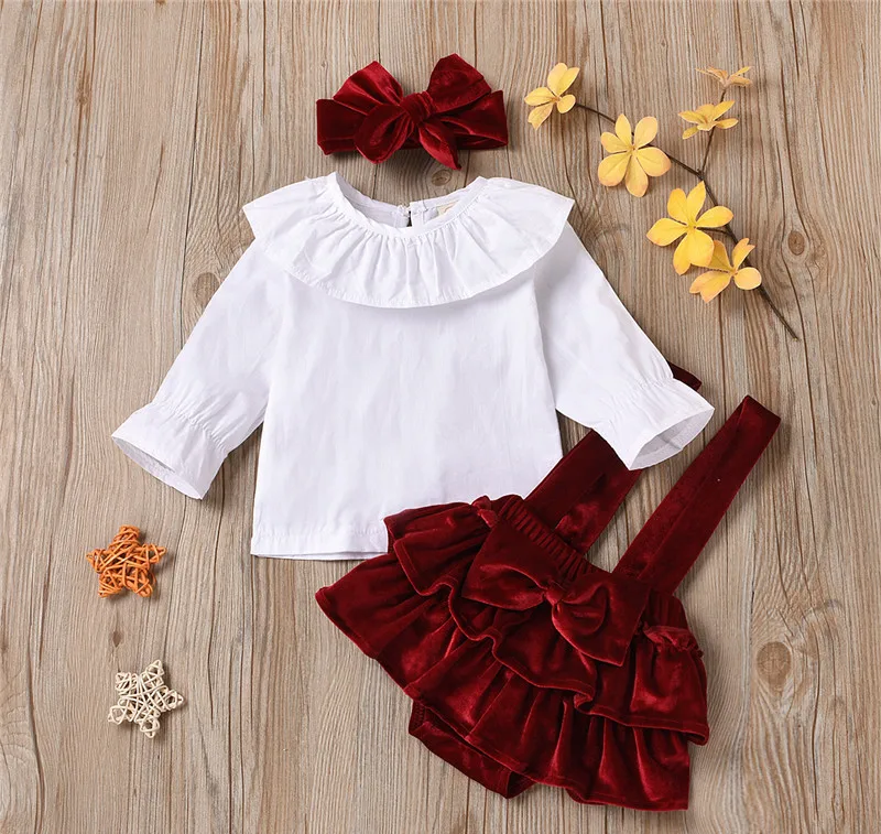 

Toddler infant girl clothes solid color 3pcs outfits Boutique girl clothing sets