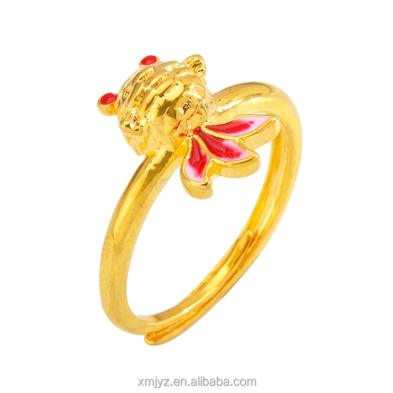 

Cross-Border New Small Goldfish Open Ring Brass Gold-Plated Niche Ring Female Ins Does Not Fade