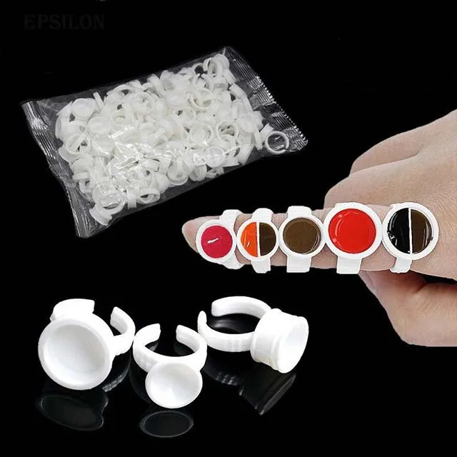 

Epsilon 100Pcs Ink Cups Tattoo Pigment Ring Ink Holder Cup Container With Lid Cover Cap Permanent Makeup Microblading Tool
