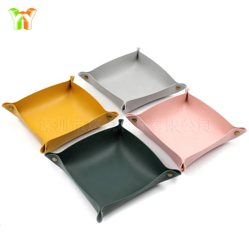 

YY Stock Pu Leather Coin Tray Jewelry Organizer Tray Dice Tray for Desk, Customized