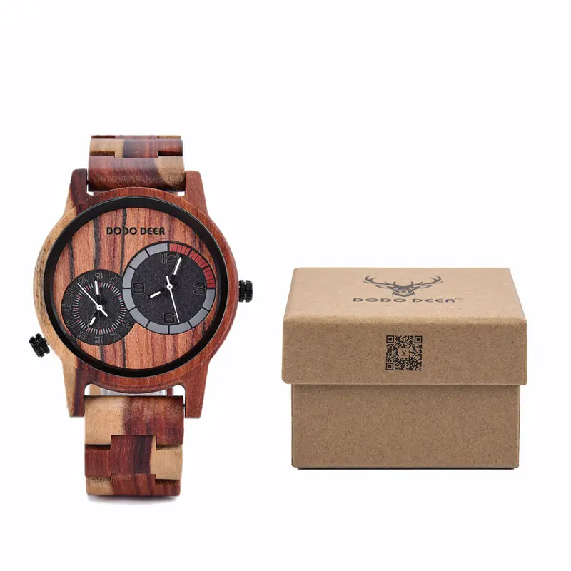

2020 DODO DEER Men's Personality Big Dial Trend Watch wooden with Quartz Watch Business Wrist Watch For Men