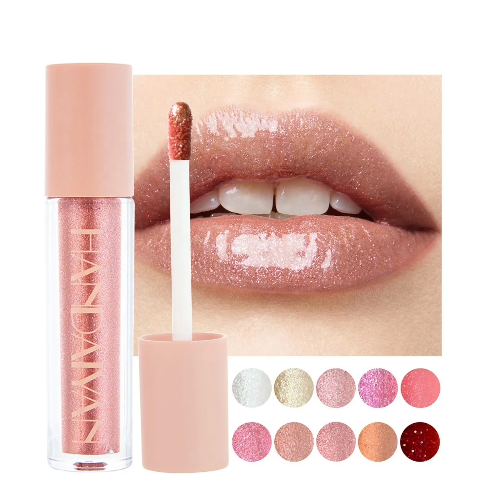 

Sexy Bling lips makeup Moisturizing metalic liquid lipstick diamond glitter lip glaze pearlescent shimmer lip gloss 10 color