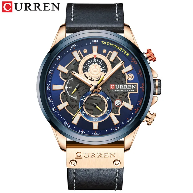 

2020 Top Curren 8380 New Men Quartz Watch Leather Military Sport 30M waterproof Men's Chronograph Male Wrist Watch, 5 different colors as picture
