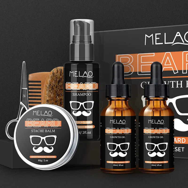 Beard Growth Thickening Shampoo and Conditioner Set for Best Beard Look Facial Hair Growth Grooming Beard Wash Kits