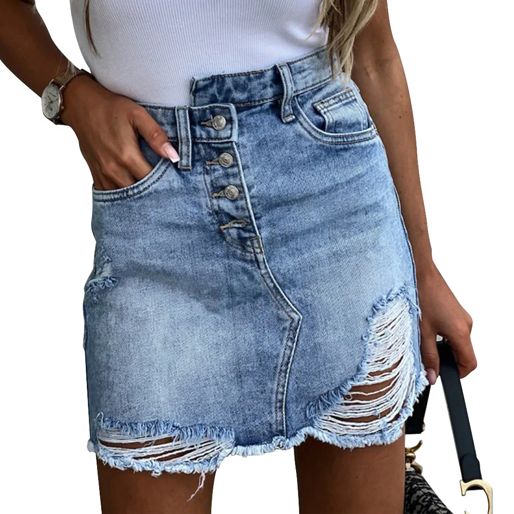 

Fashion Women Clothing High-waist Bodycon Casual Wrap Ladies Maxi Jeans Skirt Women Denim