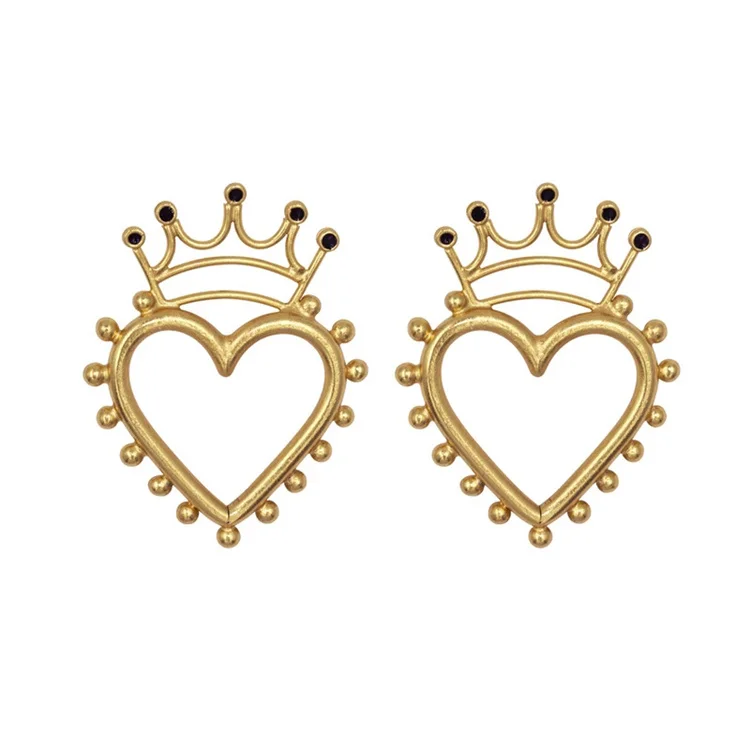 

European and American earrings fashion gold-plated love crown street punk style earrings women, Picture shows