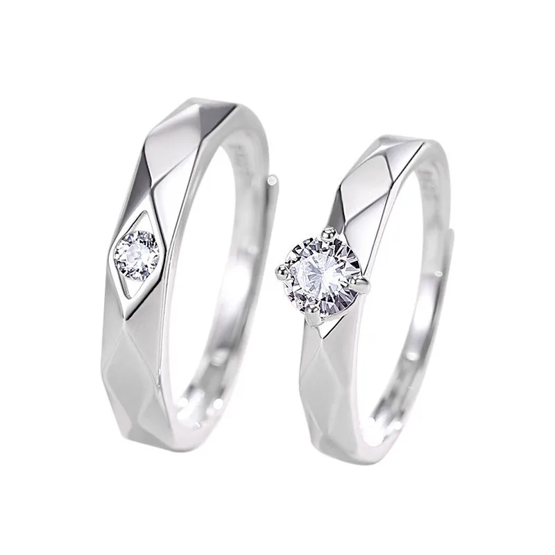 

2021 Sailing Jewelry Couple Zircon Ring Diamond Couple Ring S925 Sterling Silver Diamond Ring