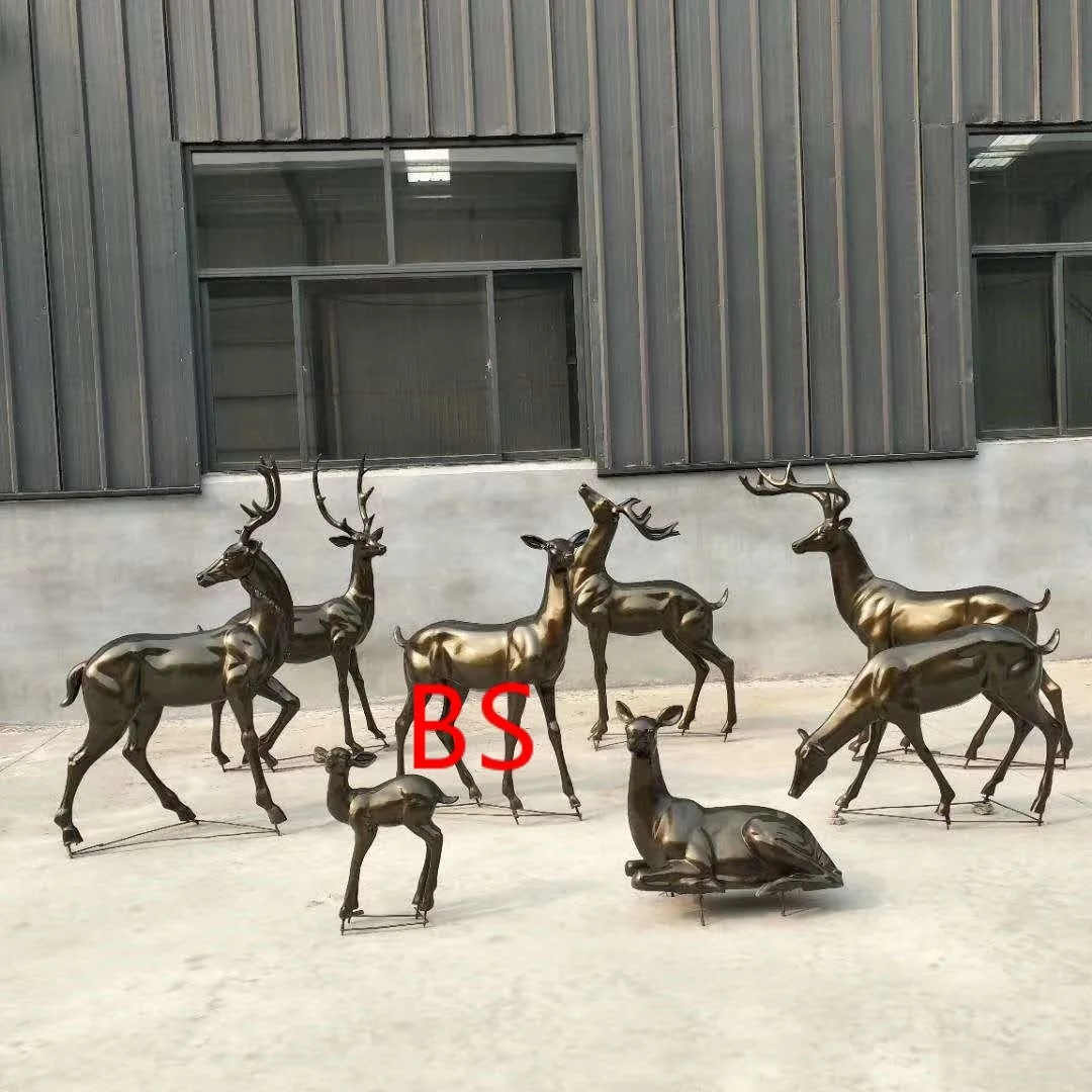 Outdoor Life Size Fiberglass Group Deer Modern Garden Sculpture Buy
