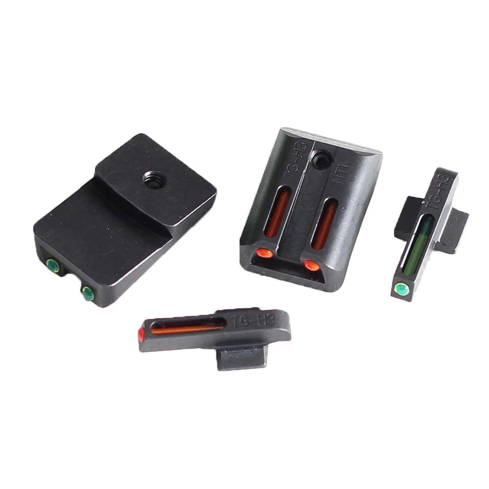 

Fyzlcion Real Red green Fiber Optic Front Rear Handgun Sight Set Fits 1911 CUT .270/.450