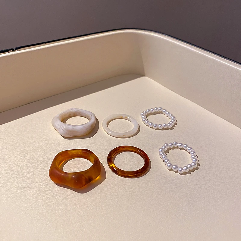 

fashion 3pcs/set coffee color irregular rings acrylic