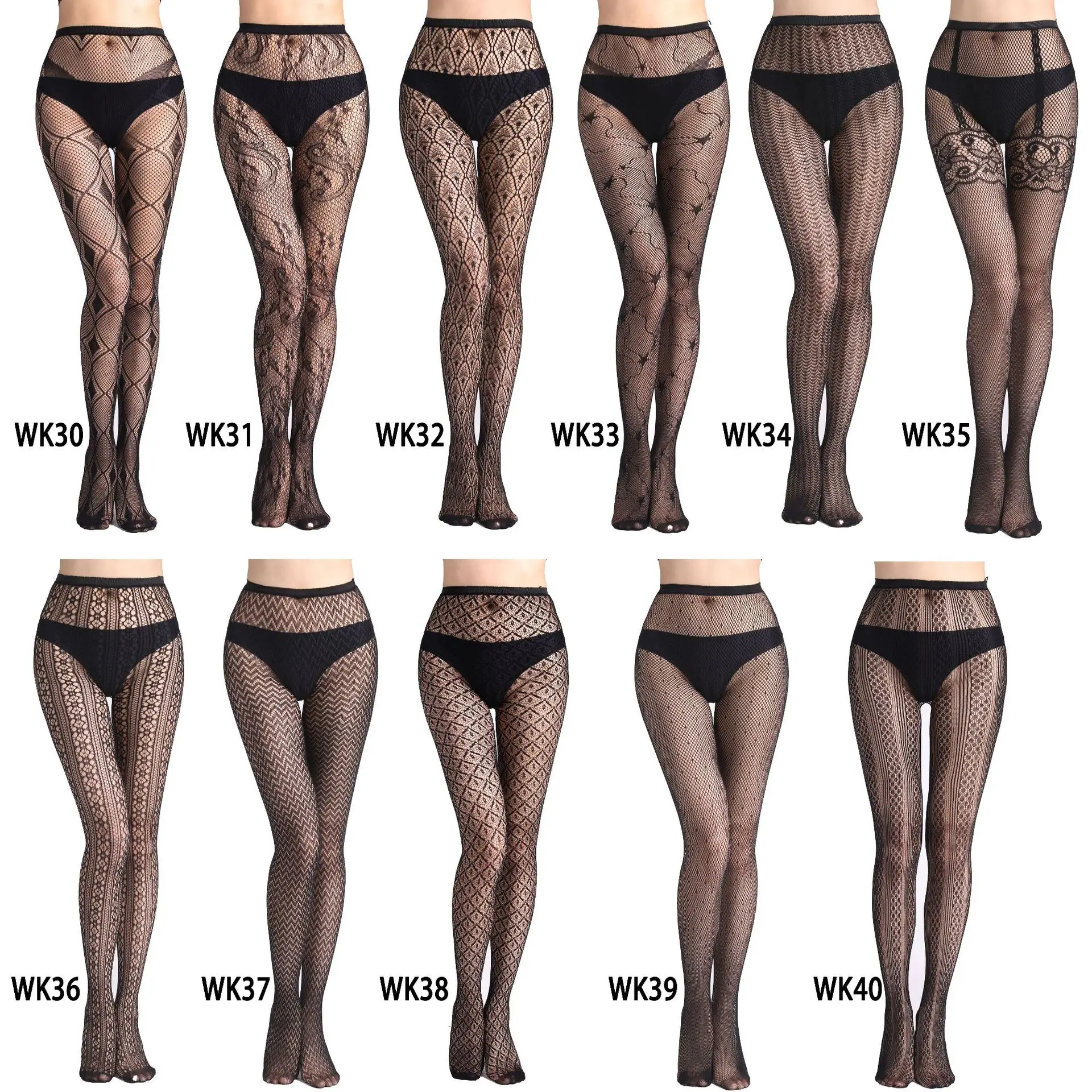 

Womens Sexy Fishnet Black Tights Jacquard Weave Pantyhose Yarns Garter Grid Fish Net Stockings Hose Sexy Panty Collant Lingerie