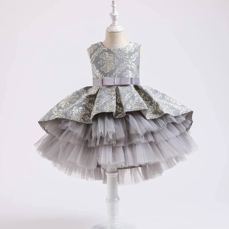 

CLQ2171 New Kids Clothing Vestidos Flower Princess Party Tutu Dresses for Girls New Year Bowknot Ball Gown