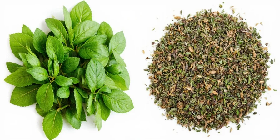 Assorted jars of dried herbs including thyme, rosemary, and oregano.