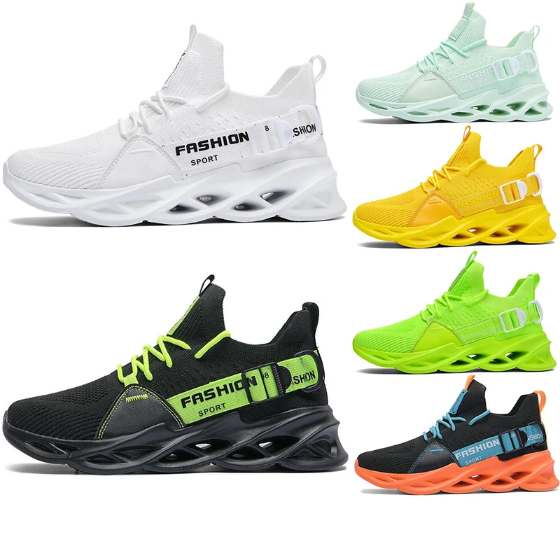 

Mens fashion casual running shoes high quality breathable black white green yellow orange blue mens sports sneakers size 40-46