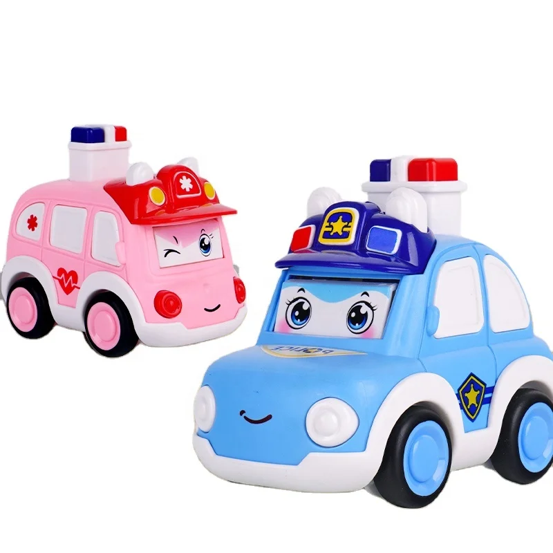 

Children's toy face changing car inertia police car return ambulance