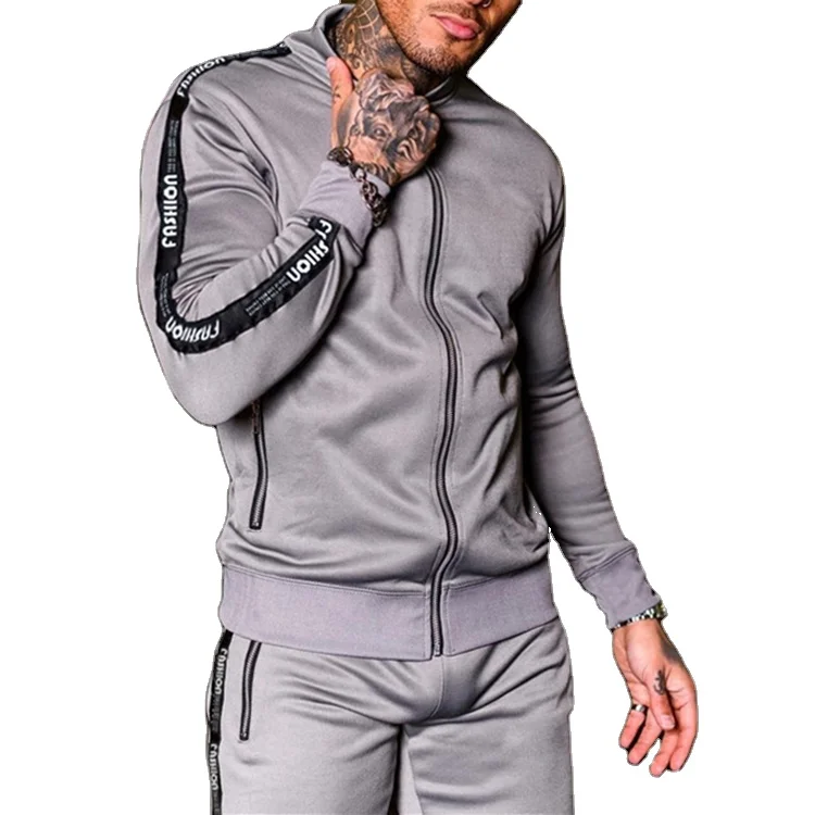 

Hot Sales Men's Long Sleeve Racksuits Sport Wear Joggers Suit, Gray