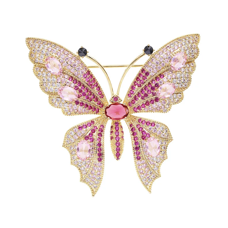 

Women Fashion Elegant Butterfly Brooches Luxury Colorful Zircon Butterfly Brooch, Pink zircon, yellow zircon