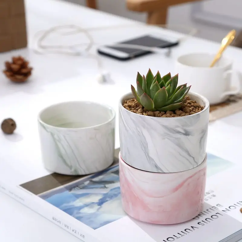 

Wholesale creative Ceramic plant succulent POTS desk marbling vase, Photo