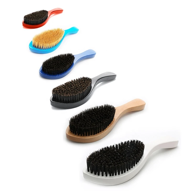 

Custom 100% Natural Boar Bristle Men Beard Brush Beech Wood Handle Large 360 Curved Hair Wave Brush Shaving Comb, As shown in picture