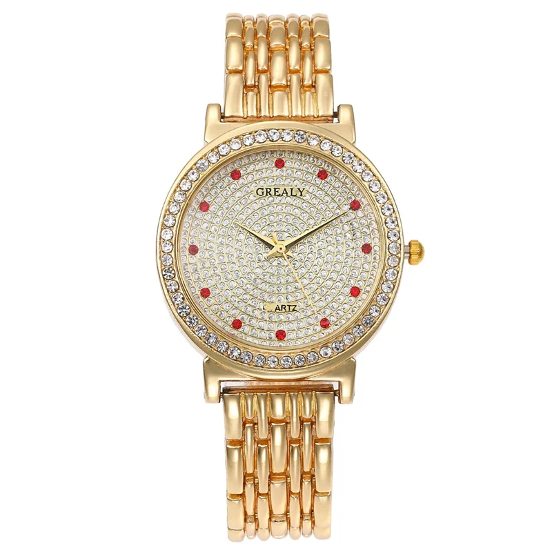 

WJ-9562 The New Temperament Ladies Watch Alloy Band Point Drill Dial Ladies' Simple Watches Popular Women's Wristwatches, Mix