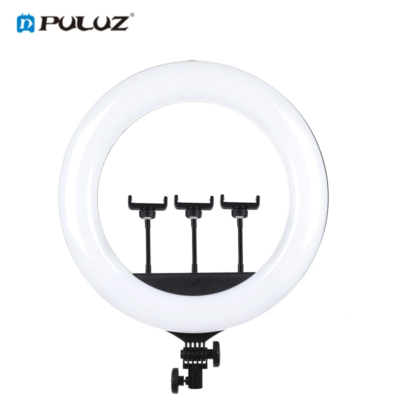 

High Quality PULUZ 18 inch Led Ring Light Lamp with Remote Control and 3 Phone Clamps, Black