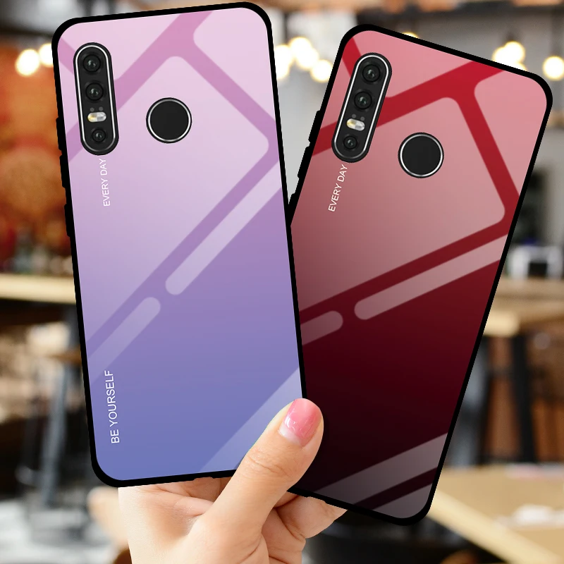 

Colorful Gradient Tempered Glass Back Cove Case  For Honor 10 8X P smart 2019