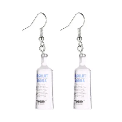 new popular all-match creative vodka beer bottle drop earrings hot selling funny earrings