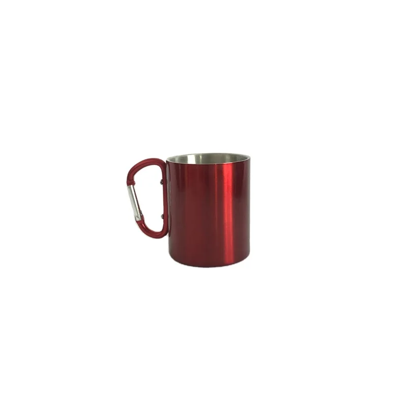 

Stainless steel travel coffee cup double wall camping mug with handle, Stainless steel color