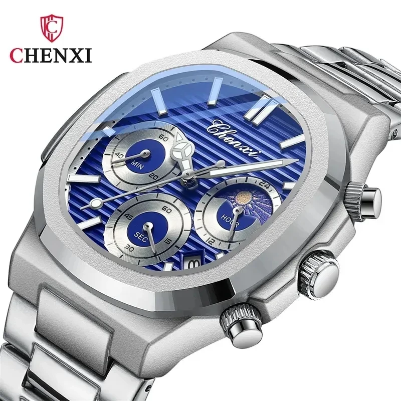 CHENXI 922 New Business Watch for Men Date Quartz Wristwatches With Chronograph Stainless Steel Luminous Male Clock