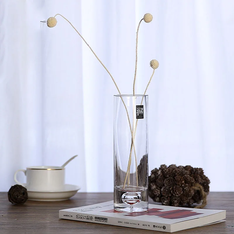 

New Home Decoration Modern Minimalist Long Body Small Diameter Transparent Single Flower Glass Vase, As photo