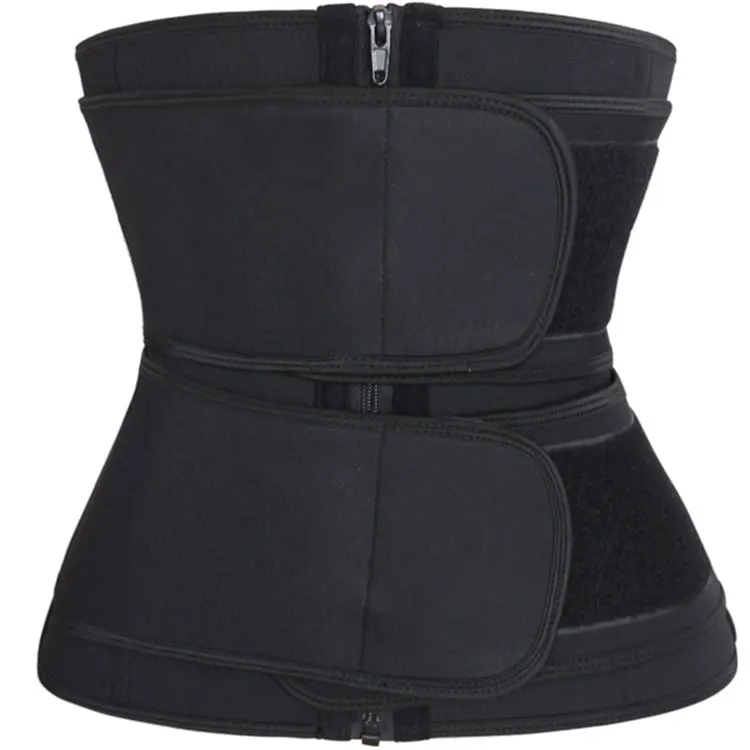 

Women Slimming Tummy Control Adjustable Compression Double Belt Custom Logo Neoprene Waist Trainer Private Label, As shown