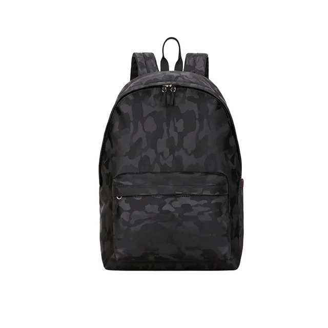 

LOGO Custom Support Fashion Camo Waterproof Nylon Men Boys High School Students Backpacks, Black